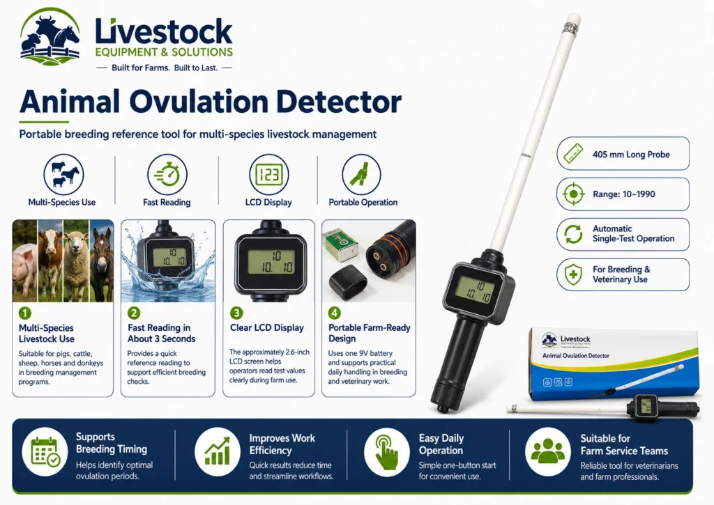 Animal ovulation detector features with 405 mm probe LCD display fast reading and breeding management support
