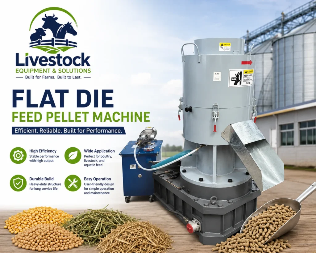 Flat die feed pellet machine for livestock feed pellet production